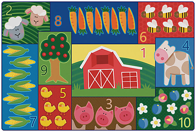 Carpets for Kids® Pixel Perfect Collection™ Farm Counting and Seating Rug, 6' x 9', Multicolor