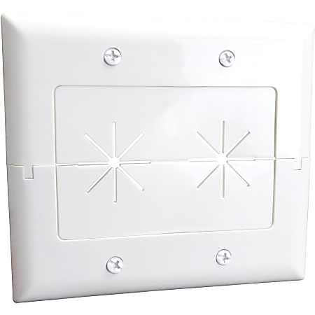 DataComm 45-0027-WH 2-Gang Split Plate with Flexible Opening ((White) - 2-gang - White