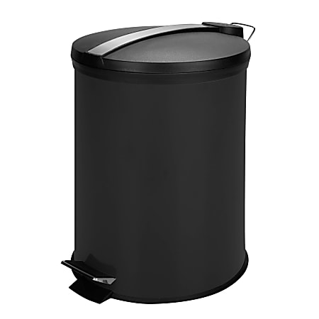 Honey-Can-Do Steel Step Trash Can, 3.2 Gallons, Black/Stainless Steel