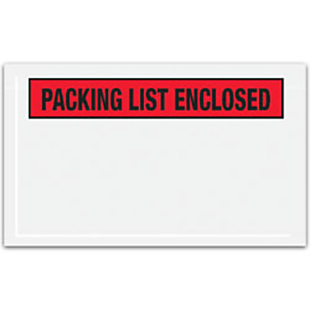 Tape Logic® "Packing List Enclosed" Envelopes, Panel Face, Red, 4 1/2" x 7 1/2" Pack Of 1,000