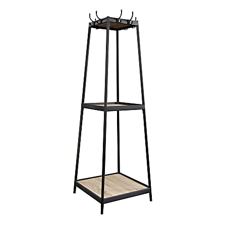 Sauder® North Avenue Coat Tree, Black/Charter Oak