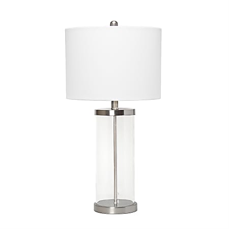 Lalia Home Entrapped Glass Table Lamp, 28"H, White Shade/Brushed Nickel Base