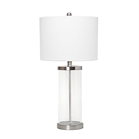 Lalia Home Entrapped Glass Table Lamp 28 H White ShadeBrushed Nickel Base Office Depot