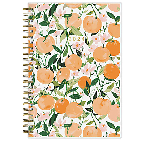 2024 Blue Sky™ AM Clementine Frosted Weekly/Monthly Planning Calendar, 5" x 8", Orange, January to December