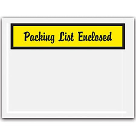 Tape Logic® "Packing List Enclosed" Envelopes, Panel Face Yellow, 4 1/2" x 6" Pack Of 1,000