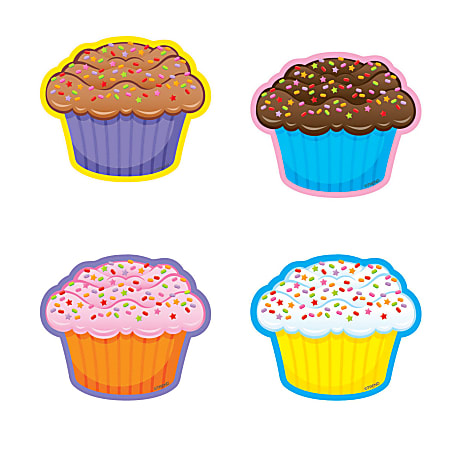 TREND Mini Accents, 3", Cupcakes, Multicolor, Pack Of 36
