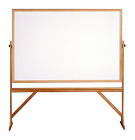 Ghent 2-Sided Dry-Erase Whiteboard, 78 1/8" x 77 1/4", Wood Frame With Brown Finish