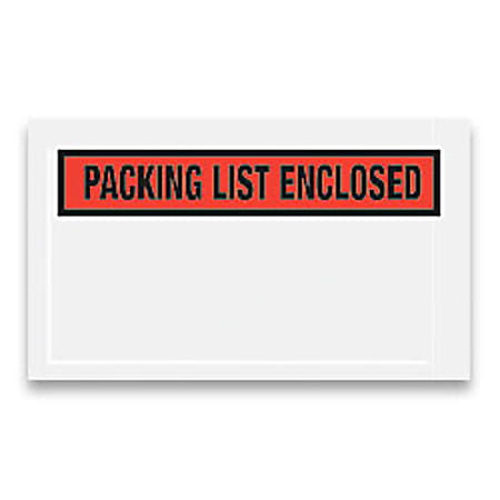 Tape Logic® "Packing List Enclosed" Envelopes, Panel Face, Red, 5 1/2" x 10" Pack Of 1,000