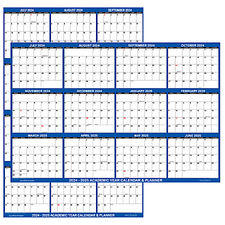 2024-2025 SwiftGlimpse Academic Daily/Yearly Wall Calendar, 24" x 36". Navy, July 2024 To June 2025, SG2024ACANAVY