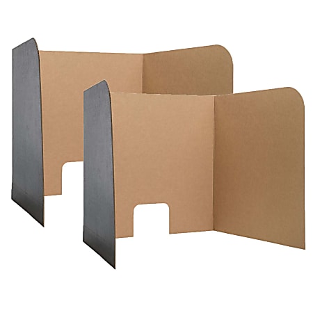 Flipside Products Computer Lab Privacy Screens, Corrugated Cardboard, 62" x 22-1/2", Black, 3 Screens Per Pack, Set Of 2 packs