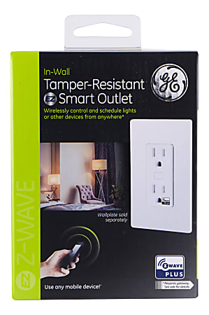 GE Z Wave Plus In Wall Tamper Resistant Smart Outlet White 14288 - Office  Depot