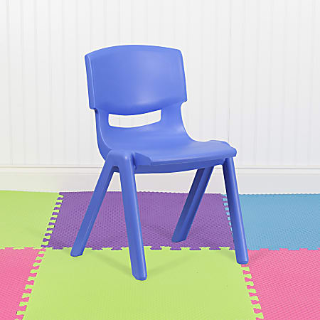 Flash Furniture Plastic Stackable School Chair With 15-1/2" Seat Height, Blue