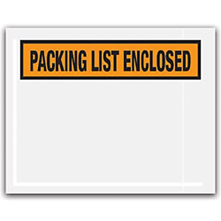 Partners Brand "Packing List Enclosed" Envelopes, Panel Face, Orange, 4 1/2" x 5 1/2" Pack Of 1,000