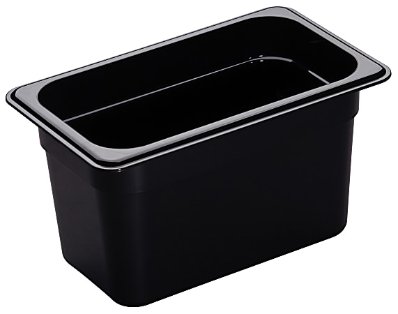 Cambro H-Pan High-Heat GN 1/4 Food Pans, 6"H x 6-3/8"W x 10-7/16"D, Black, Pack Of 6 Pans