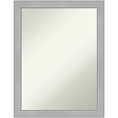 Amanti Art Narrow Non-Beveled Rectangle Framed Bathroom Wall Mirror, 26-1/2” x 20-1/2”, Vista Brushed Nickel