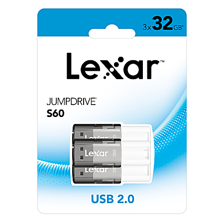Lexar® JumpDrive® S60 USB 2.0 Flash Drives, 32GB,