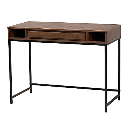 Baxton Studio Contemporary 40"W 1-Drawer Writing Desk, Walnut Brown