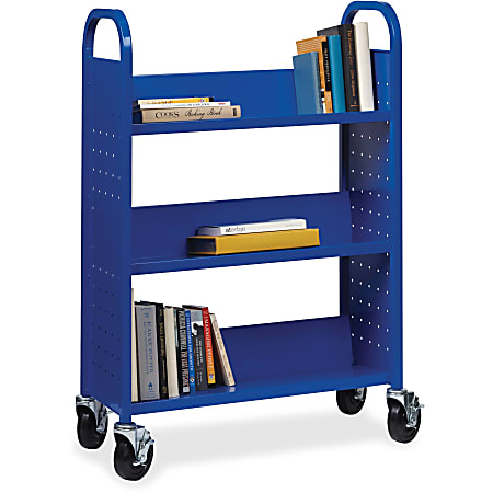 Lorell® Single-Sided Mobile Steel Book Cart, 3-Shelf, Blue