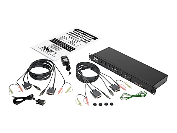 Tripp Lite 8-Port DVI/USB KVM Switch with Audio and USB 2.0 Peripheral Sharing, 1U Rack-Mount, Dual-Link, 2560 x 1600 - KVM / audio / USB switch - 8 x KVM / audio / USB - 1 local user - rack-mountable - TAA Compliant