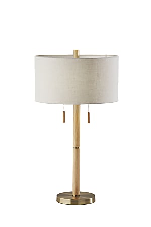 Adesso® Madeline Table Lamp, 28"H, Antique Brass Base/Off-White Shade