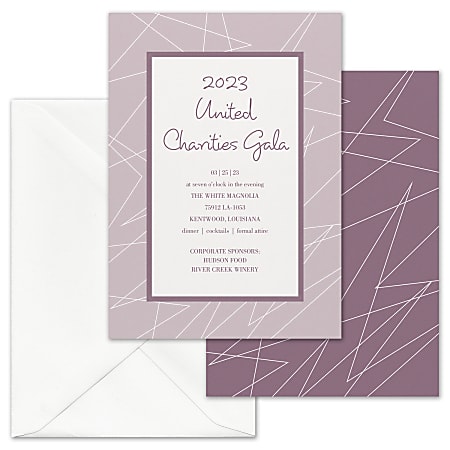 Custom Premium Event Invitations With Envelopes, 5" x 7", Graphic Border, Box Of 25 Cards