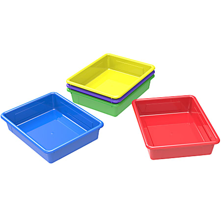 Storex Flat Storage Trays Small Size Assorted Colors Pack Of 5 - Office  Depot