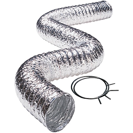 Deflecto 3-Ply 4" x 5' Class 1 Flexible Aluminum Duct With Spring Clamps, Silver, FLXC0405