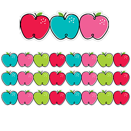 Creative Teaching Press® EZ Borders, Doodle Apples, 48’ Per Pack, Set Of 3 Packs