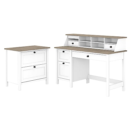 Office Depot, White Desk With File Cabinet Drawers