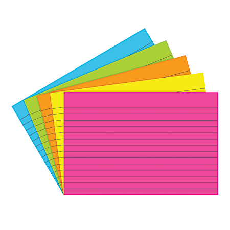 Top Notch Teacher Products® Brite Lined Index Cards, 4" x 6", Assorted Colors, 75 Cards Per Pack, Case Of 6 Packs