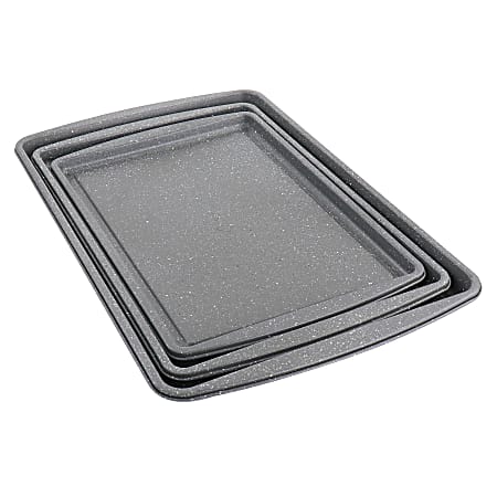 Oster 3-Piece Carbon Steel Non-Stick Cookie Sheet Set, Gray