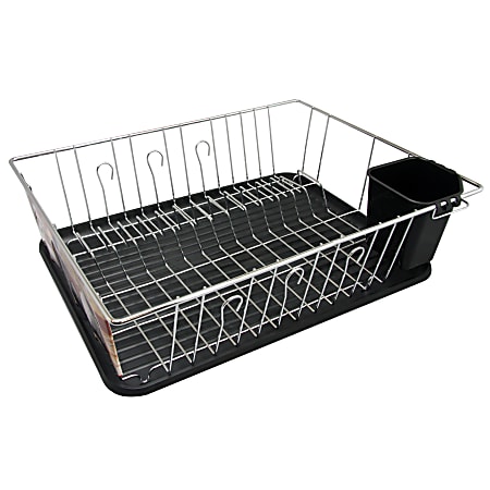 Better Chef Dish Rack With Draining Tray, 22", Chrome/Black