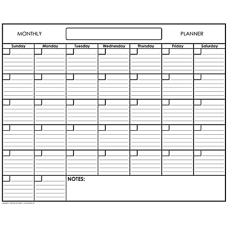 SwiftGlimpse Erasable Monthly Wall Planner, 36” x 48”, Black/White, Undated