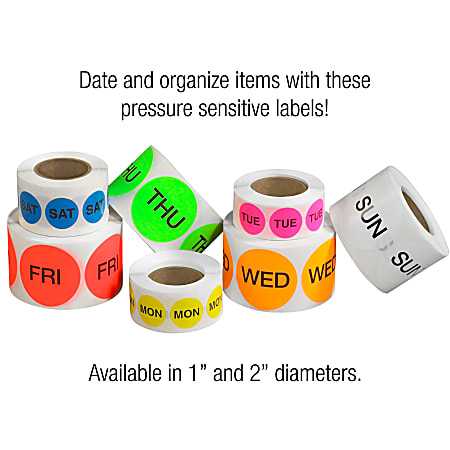 Tape Logic® Permanent Inventory Label Roll, DL6541, Weekday-Style, 