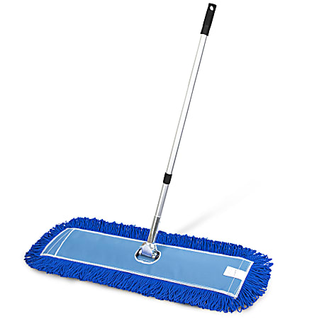 Gritt Commercial All-In-One Microfiber Dust Mop Set With 72" Telescopic Handle, 36", Blue/Silver