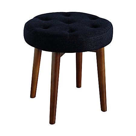 Elle Décor Penelope Round Tufted Stool, Rich Navy/Brown
