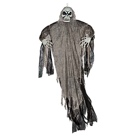 Amscan Halloween Giant Hanging Reaper Prop, 84"H x 35"W x 15"D, Gray