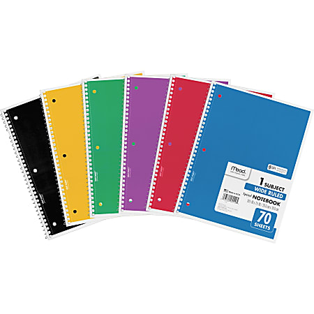 Mead® Spiral Notebooks, 8-1/2" x 10-1/2", 1 Subject,