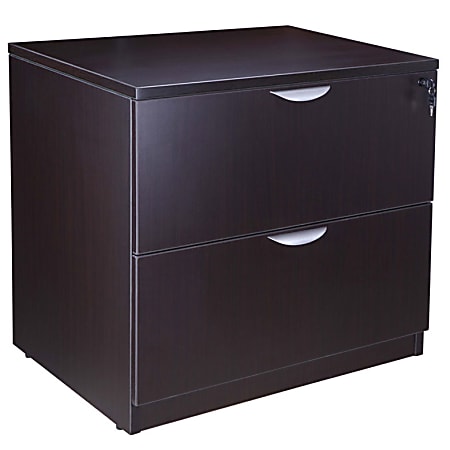 Boss Office Products 31"W x 22"D Lateral 2-Drawer File Cabinet, Mocha