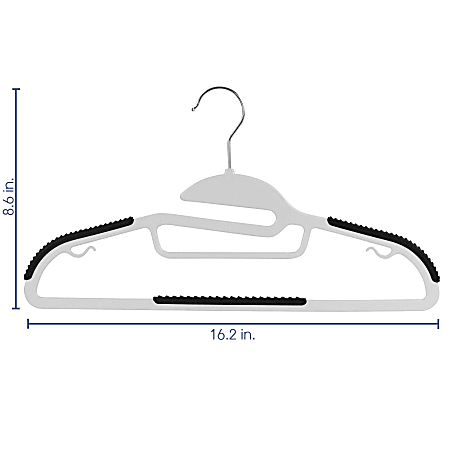 50 Quality Plastic Non Velvet Non-Flocked Thin Compact Hangers White Swivel  Hook- (50)