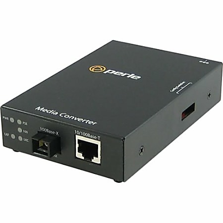 Perle S-110P-S1SC20D-XT Media Converter - 1x PoE (RJ-45) Ports - 1 x SC Ports - Single-mode - 10/100Base-TX, 100Base-BX-D - Rack-mountable, Rail-mountable, Wall Mountable, Desktop