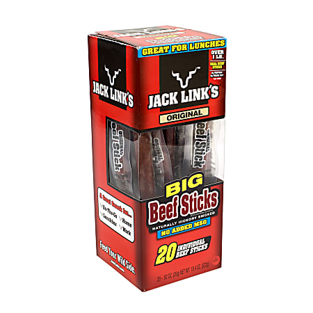 Jack Link's Big Beef Sticks, 0.92 Oz, Box Of 20
