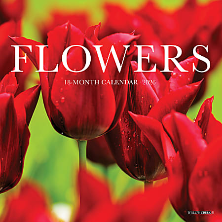2026 Willow Creek Press Monthly Mini Wall Calendar, 7" x 7", Flowers, January To December, 53584