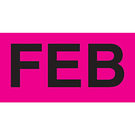 Tape Logic® Permanent Inventory Label Roll, Month-Style, "FEB," 3" x 2", Pink, Roll Of 500