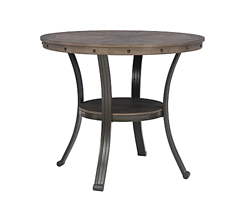 Powell Vinessa Pub Table, 36-1/4"H x 42"Dia., Gray/Pewter