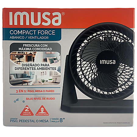 IMUSA Compact Force 3-in-1 Fan, 16-1/2" x 28", Black