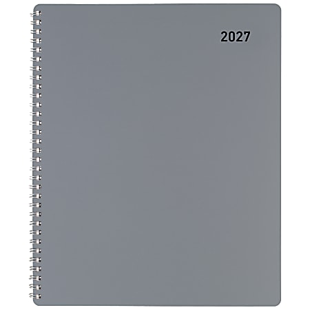 Office Depot Brand Weekly Monthly Appointment Book, 8 1/2" x 11", Silver, January 2027 to December 2027, OD71053027