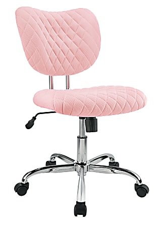 Brenton Studio® Jancy Quilted Fabric Low-Back Task Chair, Pink