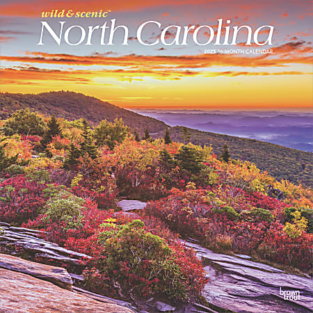 2025 BrownTrout North Carolina Wild & Scenic Monthly Square Wall Calendar, 12" x 12", American States, Jan to Dec 2025, 9781975475444