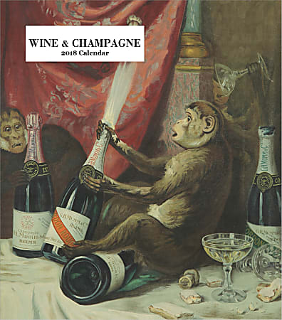 Retrospect Monthly Desk Calendar, 6 1/4" x 5 1/4", FSC® Certified, Wine And Champagne, January To December 2018